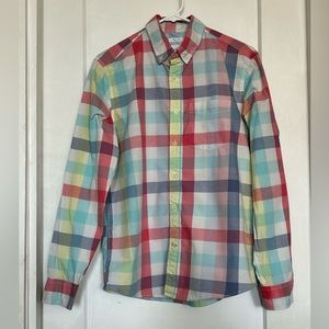 Button-up shirt. Men’s. Small. Spring plaid colors. From the Gap.